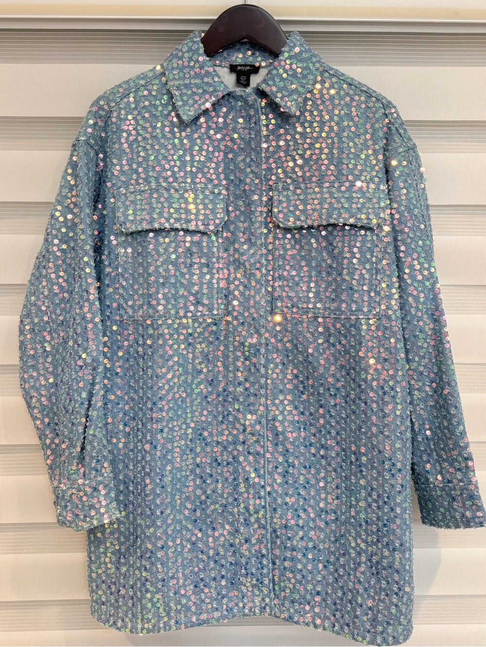 Nasty Gal Denim Sequin Shacket